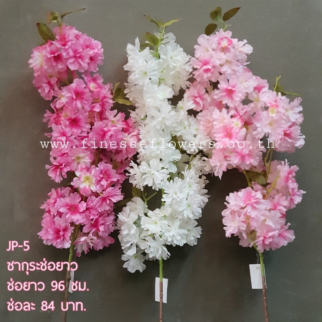 ซากุระมีใบ (JP-5), Cherry blossom — small blossoms scattered along an arching branch.