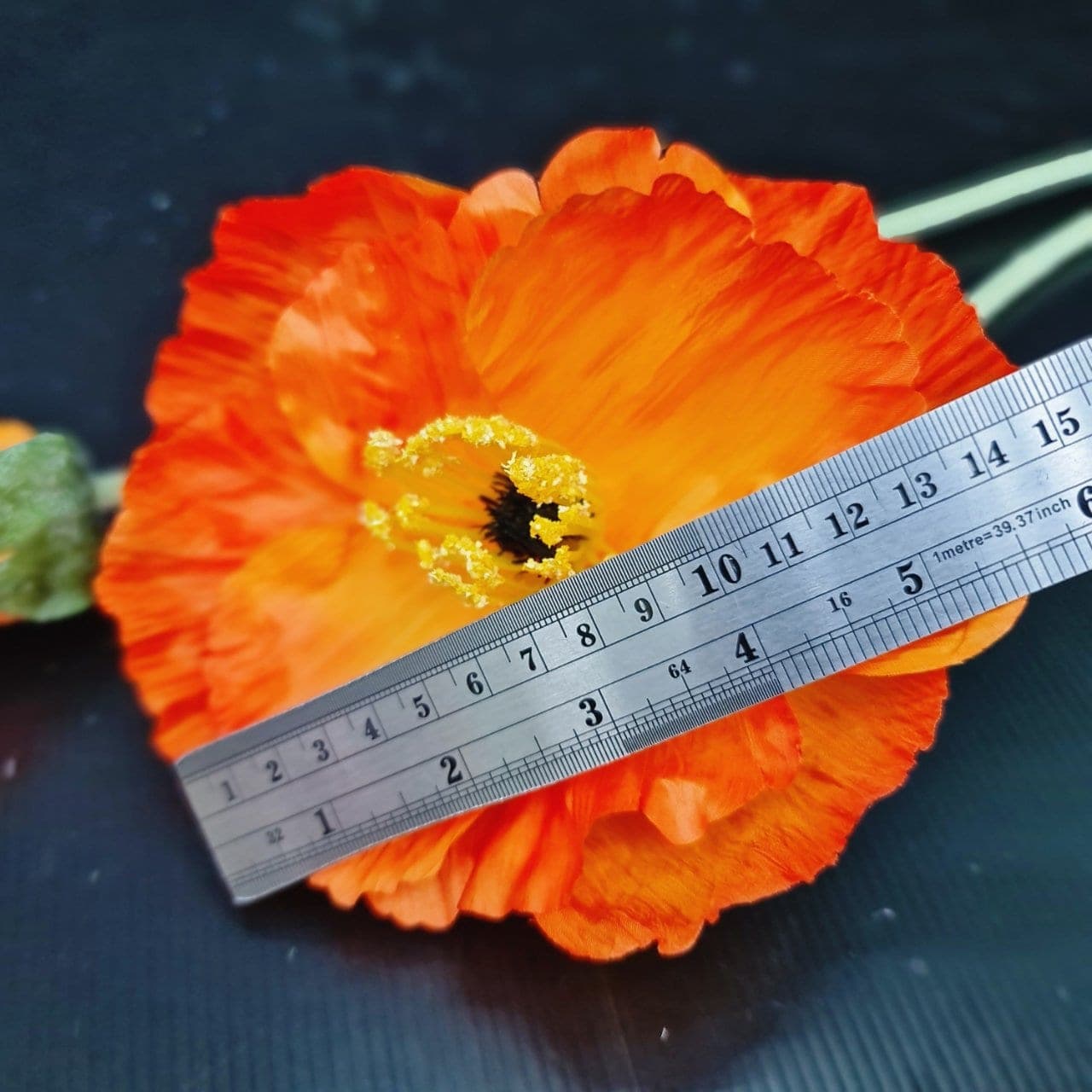 ป๊อปปี้ยักษ์ (LI1), Poppy — tissue-thin petals on a fuzzed stem for an organic texture.