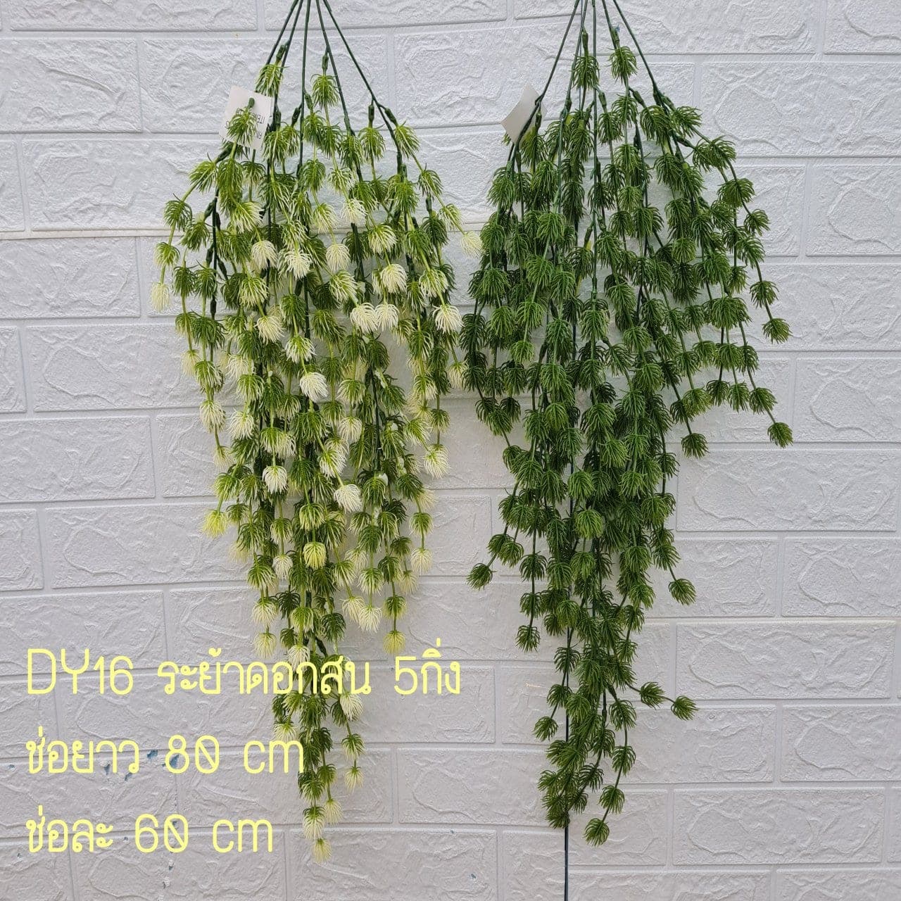 ระย้าลูกสน (DY16), Hanging cascade — long stems falling with flowers and leaves to give vertical rhythm.