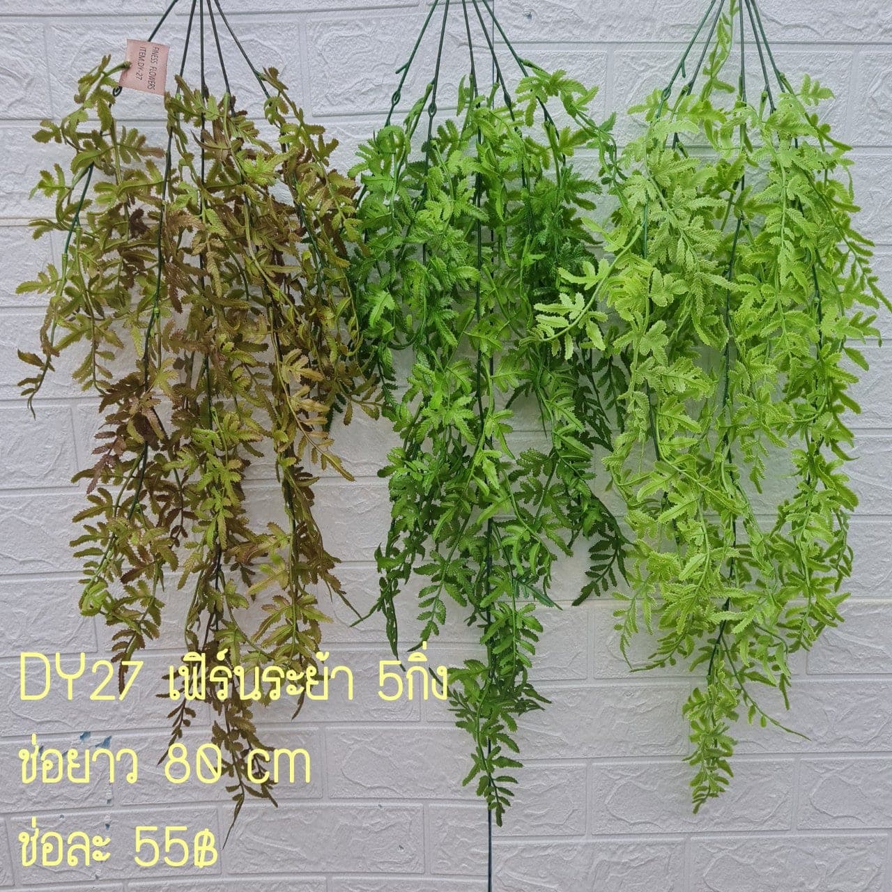 เฟิร์นระย้า (DY27), Fern — fine, frond-edged leaves that read as soft, shaded texture.